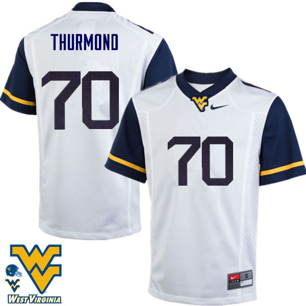 NCAA Men's Tyler Thurmond West Virginia Mountaineers White #70 Nike Stitched Football College Authentic Jersey UX23S03KZ